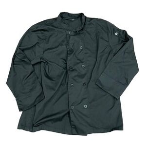 Mens Chef Works Coat Black Long Sleeve Size XL Mock Neck Double Breasted S1